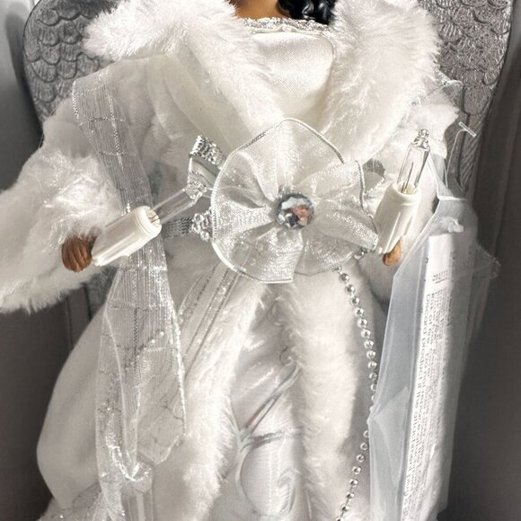 Ashland Christmas Angel Lighted Tree Topper Silver Wings White Gown Cord - Picture 6 of 16
